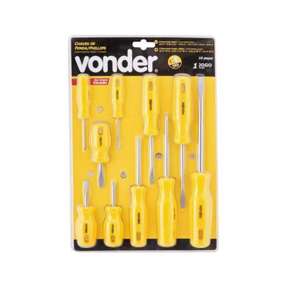 Imagem de Jogo De Chaves De Fenda/Phillips Imantada C/10 Peças Vonder