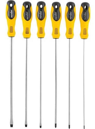 Imagem de Jogo de chaves de fenda/phillips longas com 6 peças VONDER