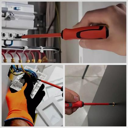 Imagem de Jogo De Chaves Fenda E Philips Isolada Eletricista 6 Pçs