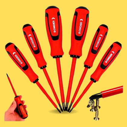 Imagem de Jogo De Chaves Fenda E Philips Isolada Eletricista 6 Pçs