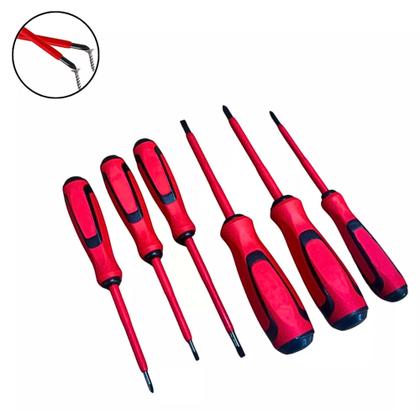 Imagem de Jogo De Chaves Fenda E Philips Isolada Eletricista 6 Pçs