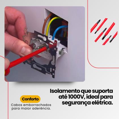 Imagem de Jogo De Chaves Fenda E Philips Isolada Eletricista 6 Pçs