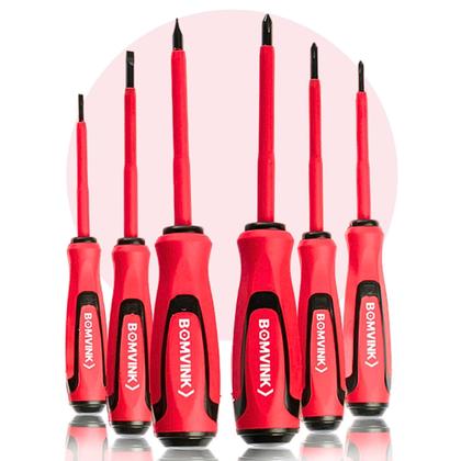 Imagem de Jogo De Chaves Fenda E Philips Isolada Eletricista 6 Pçs