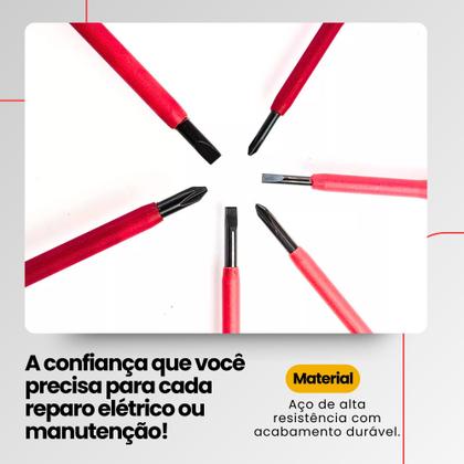 Imagem de Jogo De Chaves Fenda E Philips Isolada Eletricista 6 Pçs