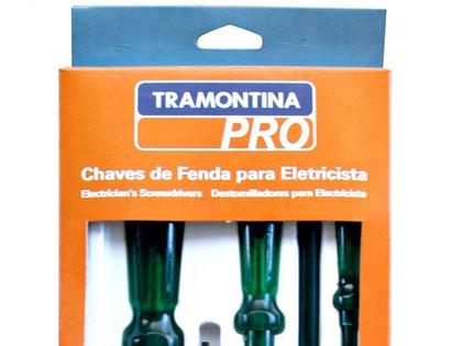 Imagem de Jogo de Chaves Fenda e Phillips Isolada para Eletricista com 6 Peças TRAMONTINA