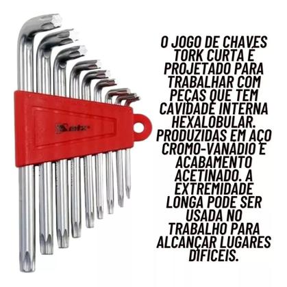 Imagem de Jogo De Chaves Hexagonais Torx Curta Profissional Fixação
