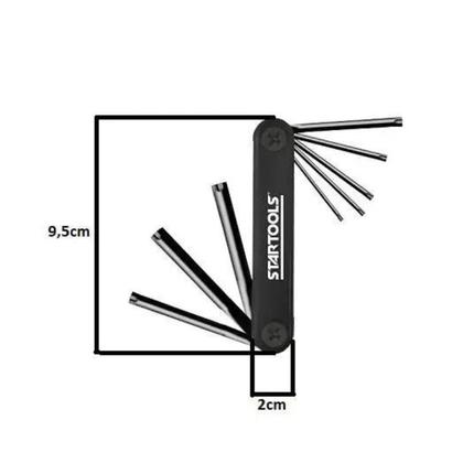 Jogo De Chaves Torx Hexagonal Com 8 Pontas Tipo Canivete