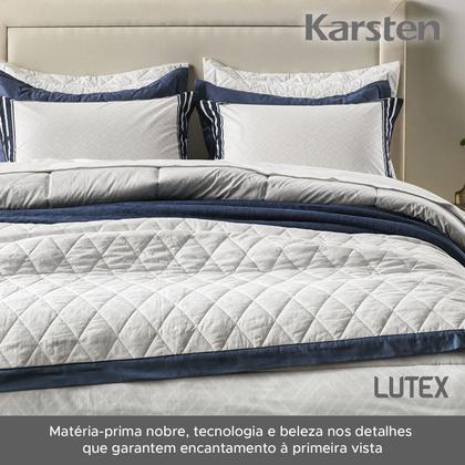 Imagem de Jogo de Colcha e Lençol Queen Karsten Percal 200 Fios 100% Algodão Estampado Cama Dobra Feita 7 Peças