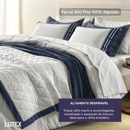 Imagem de Jogo de Colcha e Lençol Queen Karsten Percal 200 Fios 100% Algodão Estampado Cama Dobra Feita 7 Peças