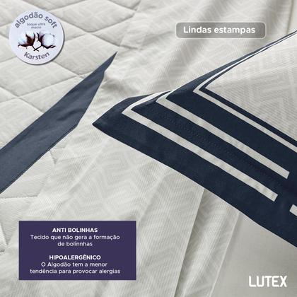 Imagem de Jogo de Colcha e Lençol Queen Karsten Percal 200 Fios 100% Algodão Estampado Cama Dobra Feita 7 Peças