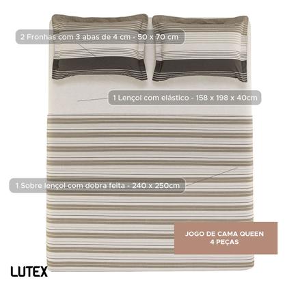 Imagem de Jogo de Colcha e Lençol Queen Karsten Percal 200 Fios 100% Algodão Estampado Cama Dobra Feita 7 Peças