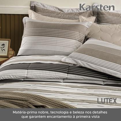 Imagem de Jogo de Colcha e Lençol Queen Karsten Percal 200 Fios 100% Algodão Estampado Cama Dobra Feita 7 Peças