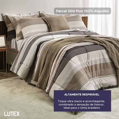 Imagem de Jogo de Colcha e Lençol Queen Karsten Percal 200 Fios 100% Algodão Estampado Cama Dobra Feita 7 Peças