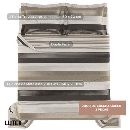 Imagem de Jogo de Colcha e Lençol Queen Karsten Percal 200 Fios 100% Algodão Estampado Cama Dobra Feita 7 Peças