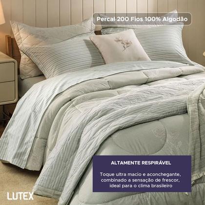 Imagem de Jogo de Colcha e Lençol Queen Karsten Percal 200 Fios 100% Algodão Estampado Cama Dobra Feita 7 Peças