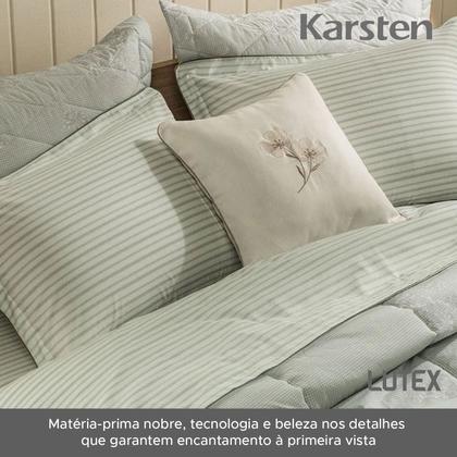 Imagem de Jogo de Colcha e Lençol Queen Karsten Percal 200 Fios 100% Algodão Estampado Cama Dobra Feita 7 Peças