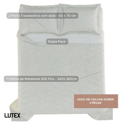 Imagem de Jogo de Colcha e Lençol Queen Karsten Percal 200 Fios 100% Algodão Estampado Cama Dobra Feita 7 Peças