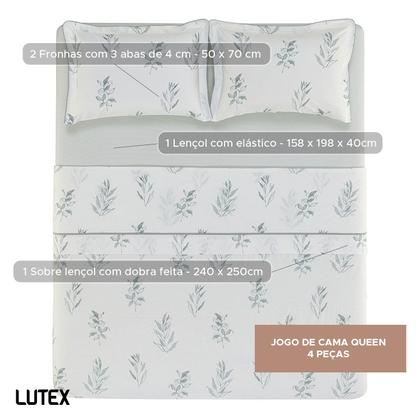 Imagem de Jogo de Colcha e Lençol Queen Karsten Percal 200 Fios 100% Algodão Estampado Cama Dobra Feita 7 Peças