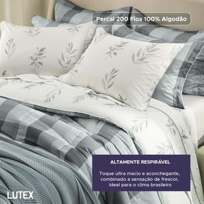 Imagem de Jogo de Colcha e Lençol Queen Karsten Percal 200 Fios 100% Algodão Estampado Cama Dobra Feita 7 Peças