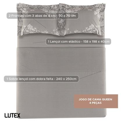 Imagem de Jogo de Colcha e Lençol Queen Karsten Percal 200 Fios 100% Algodão Estampado Cama Dobra Feita 7 Peças