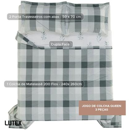 Imagem de Jogo de Colcha Queen Karsten Percal 200 Fios 100% Algodão Estampado Cama Dobra Feita Luxo 3 Peças