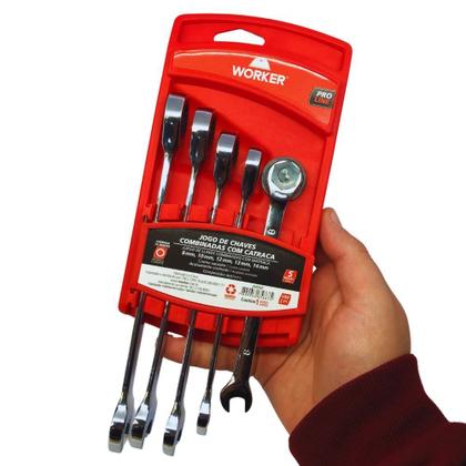 Imagem de Jogo De Combinadas Com Catraca Articuladas 8 A 14 MM 5 Peças 272719 Worker