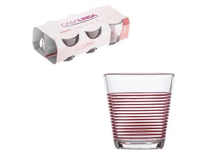 Imagem de Jogo de copo de vidro 06 pcs 250ml fiesta vermelho casa linda