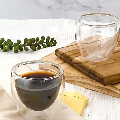 Imagem de Jogo de copo de vidro com parede dupla bistro com 2 pecas 80ml na caixa - AMIGOLD