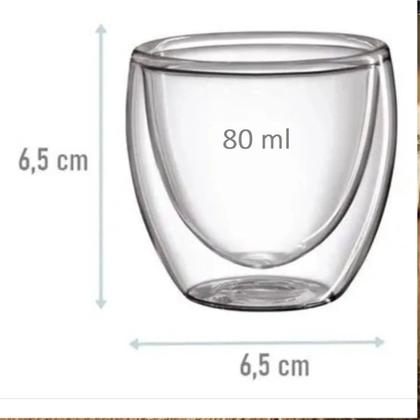 Imagem de Jogo de copo de vidro com parede dupla bistro com 2 pecas 80ml na caixa - AMIGOLD