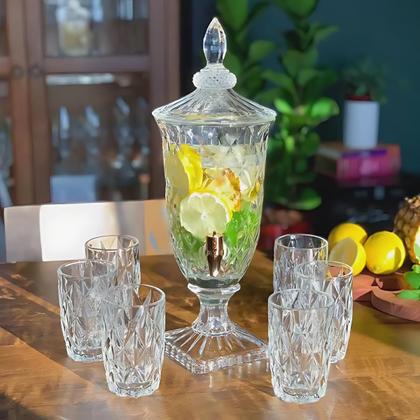 Imagem de Jogo De Copo De Vidro Diamante Para Agua Suco Bebidas Conjunto De 6 Copos Resistente Vidro Grosso Diamond Linha Premium 370ml