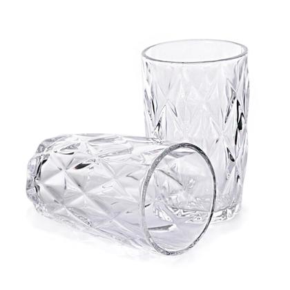 Imagem de Jogo De Copo De Vidro Diamante Para Agua Suco Bebidas Conjunto De 6 Copos Resistente Vidro Grosso Diamond Linha Premium 370ml