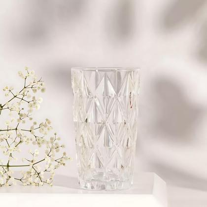 Imagem de Jogo De Copo De Vidro Diamante Para Agua Suco Bebidas Conjunto De 6 Copos Resistente Vidro Grosso Diamond Linha Premium 370ml