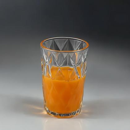 Imagem de Jogo De Copo De Vidro Diamante Para Agua Suco Bebidas Conjunto De 6 Copos Resistente Vidro Grosso Diamond Linha Premium 370ml