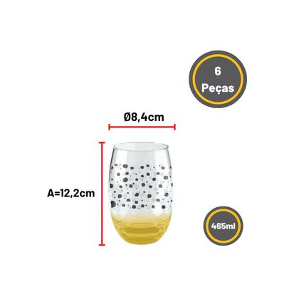 Imagem de Jogo De Copo Free Path Aruba Vidro 465ml - Kit 6 Un