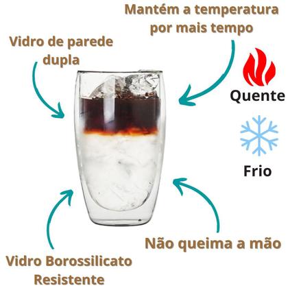 Imagem de Jogo De Copo Vidro Duplo 450ml 4 Peças Café Suco Chá