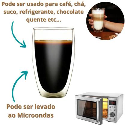 Imagem de Jogo De Copo Vidro Duplo 450ml 4 Peças Café Suco Chá
