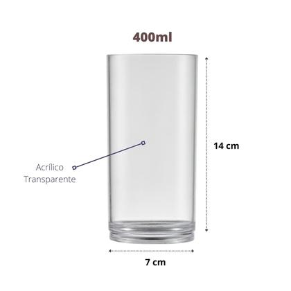 Imagem de Jogo De Copos Acrílico 400ml Transparente Resistente - 12un