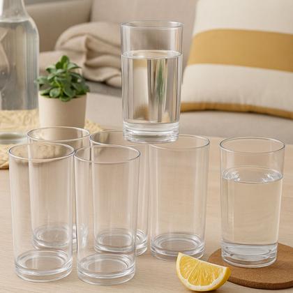 Imagem de Jogo De Copos Acrílico 400ml Transparente Resistente - 12un