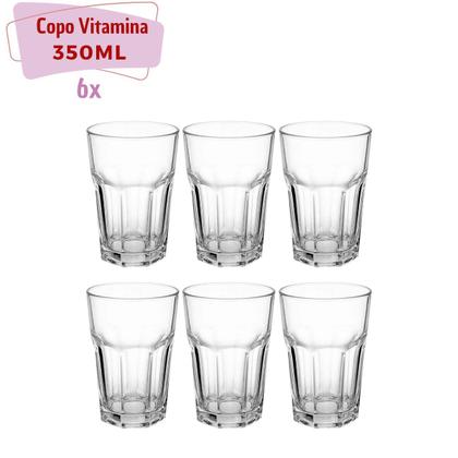 Imagem de Jogo de Copos Alto Resistentes de Vidro Sucos 350ML 6Un