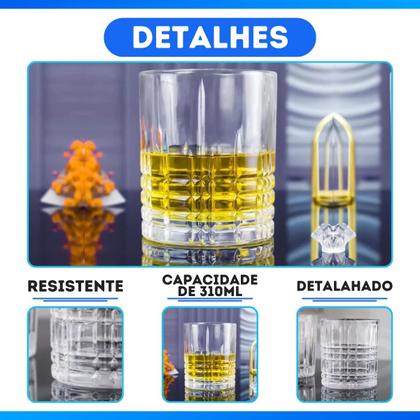 Imagem de Jogo De Copos De Vidro 310ml Baixo 6 Peças Para Whisky