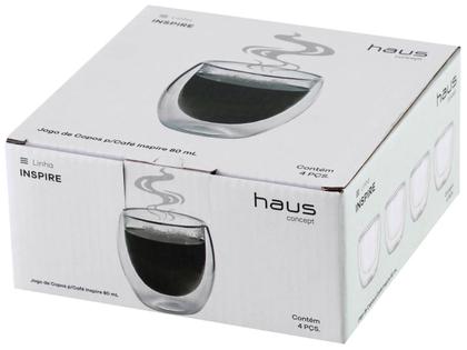 Imagem de Jogo de Copos de Vidro de Café Parede Dupla 80ml 4 Peças Haus Concept Inspire