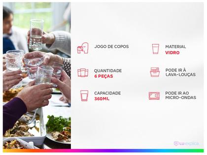 Jogo de Copos de Vidro Long Drink 360ml 6 Peças Nadir Ópera Imagem de Jogo de Copos de Vidro Long Drink 360ml 6 Peças Nadir Ópera
