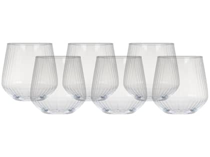 Jogo de Copos de Vidro Transparente 380ml 6 Peças Haus Concept Canelado