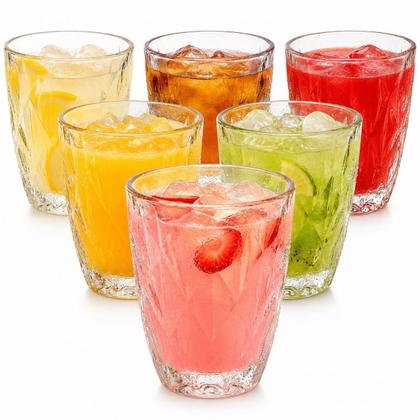 Imagem de Jogo de Copos Diamante 300ml em Vidro Grosso Transparente  Kit com 6 Unidades