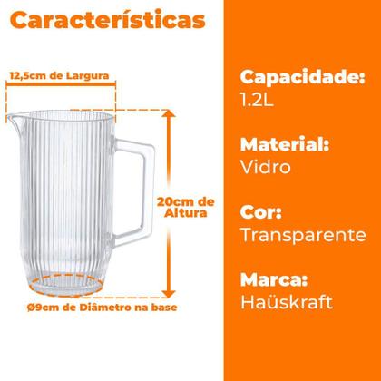 Imagem de Jogo de Copos e Jarra de Vidro Transparente Graffiato 7 peças - Hauskraft
