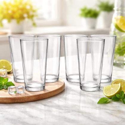 Imagem de Jogo de Copos em Vidro 6 Peças Ideal para Água Suco Drink e Uso Diário na Cozinha Kit copos