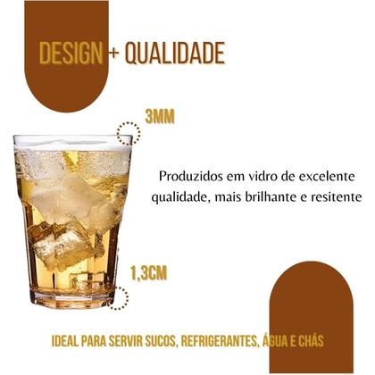 Imagem de Jogo De Copos Em Vidro Kit 12 Peças Cozinha Água Suco Drinks