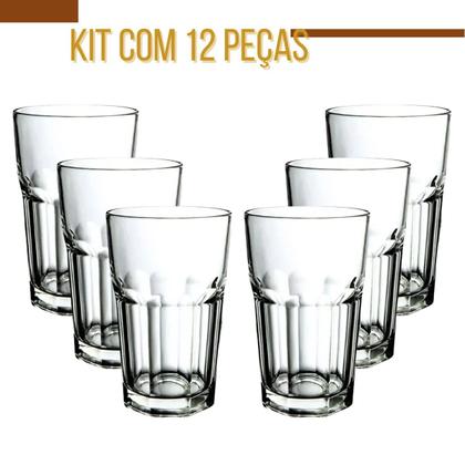 Imagem de Jogo De Copos Em Vidro Kit 12 Peças Cozinha Água Suco Drinks