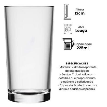 Imagem de Jogo De Copos Em Vidro Kit 6 Peças Cozinha Água Suco Drink