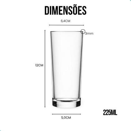 Imagem de Jogo De Copos Em Vidro Kit 6 Peças Cozinha Água Suco Drink